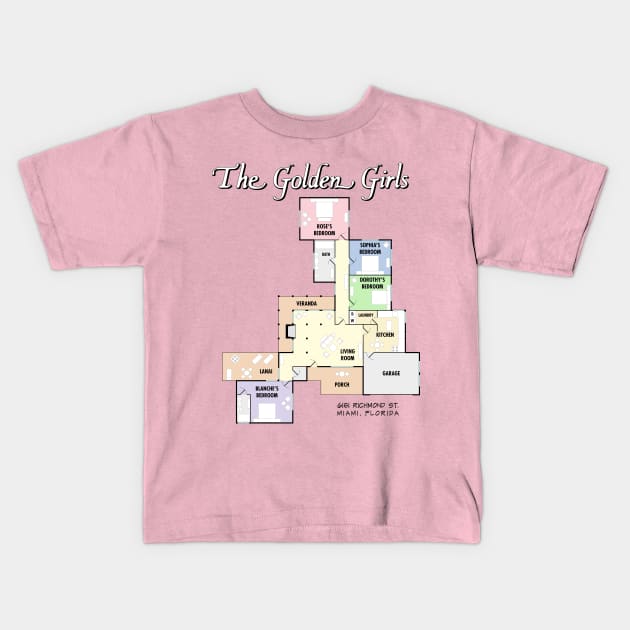 The Golden Girls Floor Plan Kids T-Shirt by RetroFitted